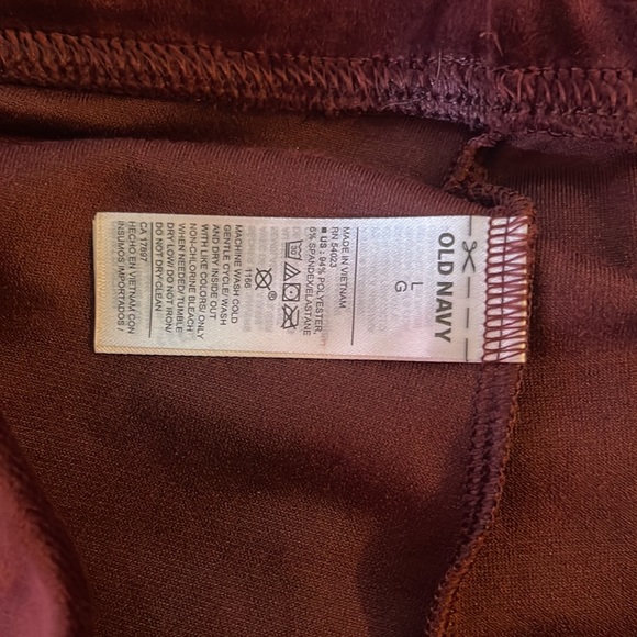 Old navy maroon velour leggings size large. New without tags - Picture 4 of 4